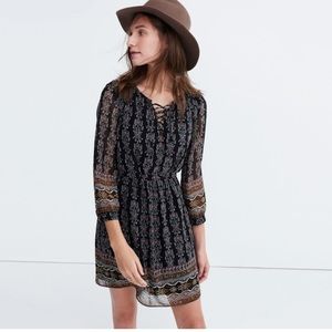 Madewell Lace-up Dress in Burnished Floral